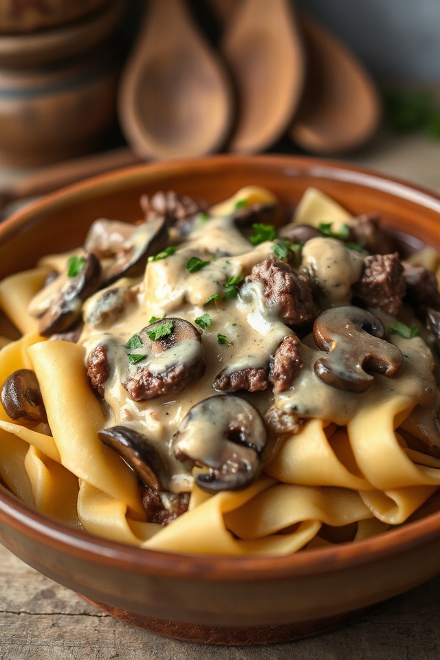 delicious homemade beef stroganoff