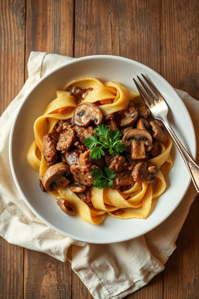 delicious homemade beef stroganoff