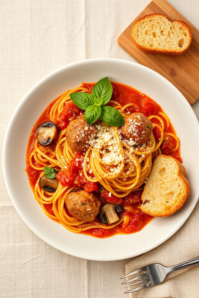 delicious homemade spaghetti meal
