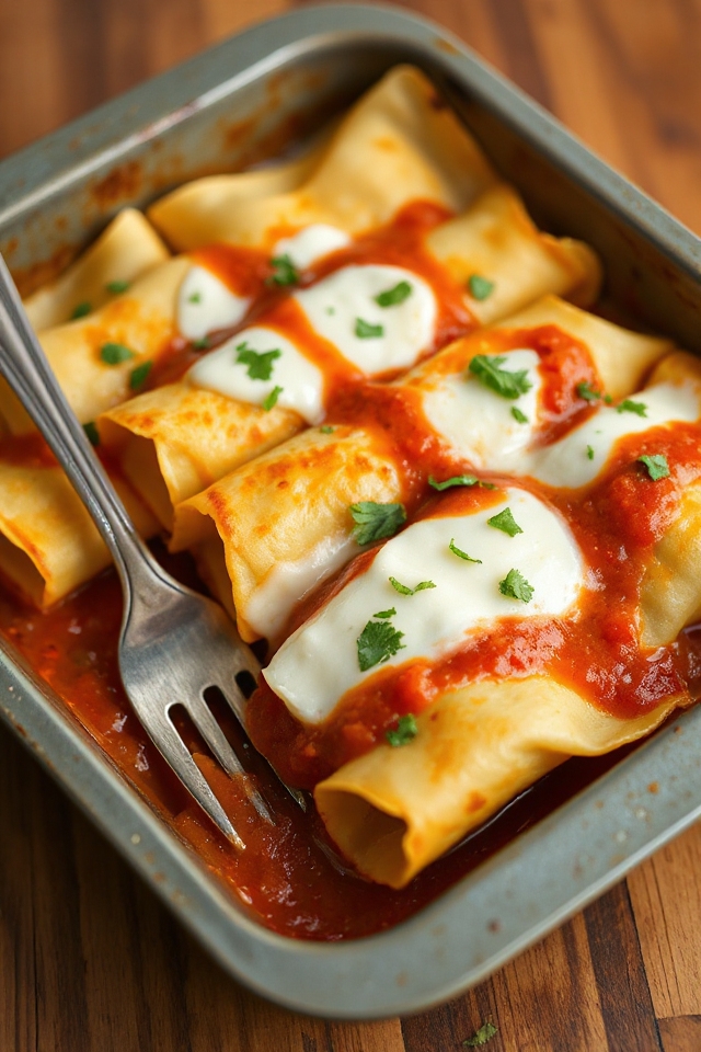 homemade manicotti with cheese