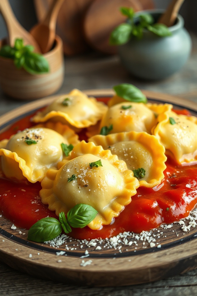 homemade ravioli with cottage cheese