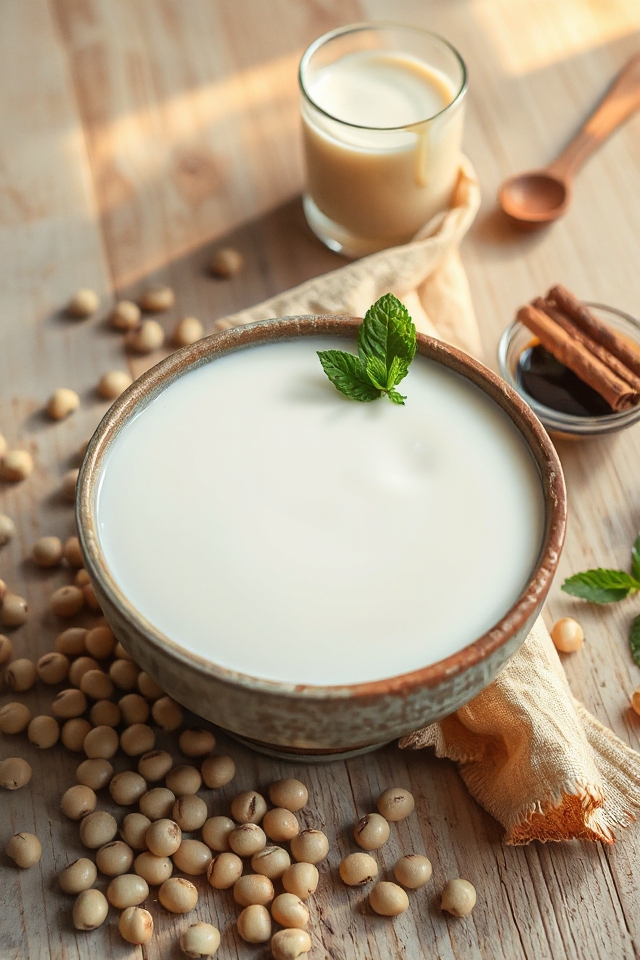 homemade soy milk preparation